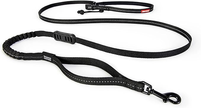 EzyDog Road Running Lite - Hands Free Dog Leash, Zero Shock Bungee - Black | For Dogs 26 lbs or less, Adjustable Length, Padded Handle, 0.5" Wide Soft Touch Webbing, Reflective Stitching, Accessory Loop