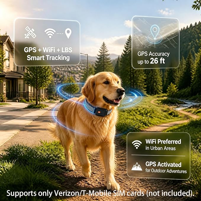 GPS Dog Collar, Wireless Pet Fence & GPS Pet Tracker Blue | GPS dog collar with app control, wireless pet fence, virtual boundaries, real-time tracking and activity monitoring，no fee.