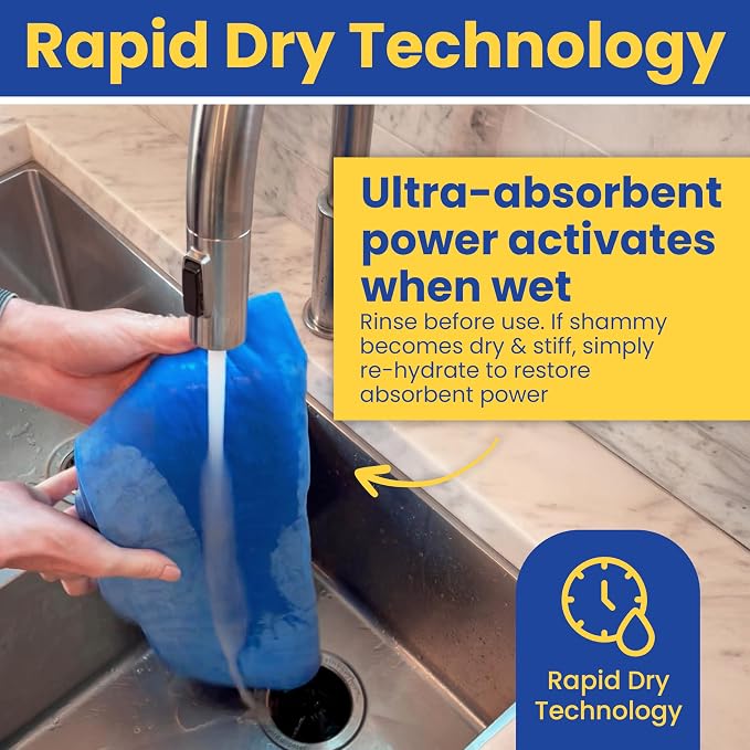 rubyloo Shammy Dog Towels for Drying Dogs Large - 2pk (34" x 26") - Ultra Absorbent Technology Dries Dogs 2X Faster - Easy to Wring Out & Reuse - Compact for Bath, Swim, Rain, Travel, Cooling