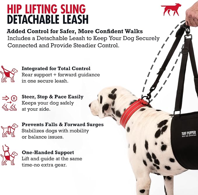 Tuff Pupper Dog Sling Hip Harness | Rear Lift Support for Senior & Injured Dogs | Adjustable Mobility Aid | Strong Padded Handle | Comfortable Design | Hip & Hind Leg Assistance (Tall, Male)