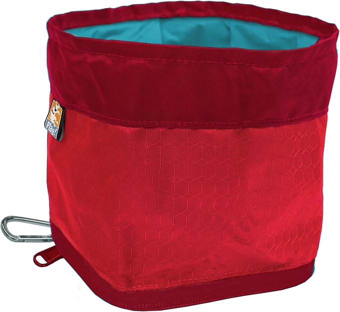 Kurgo Zippy Bowl for Dogs, Collapsible Travel Bowl, 48oz, Barn Red