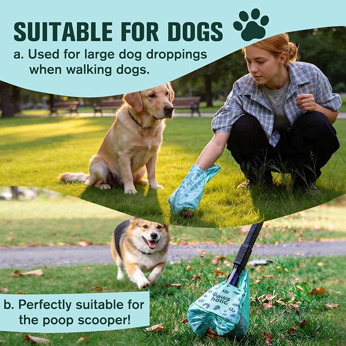 Cat Litter Disposal Bags and Dog Poop Bags with Handle,Cornstarch Based Extra Thick and Guaranteed Leak Proof Poop bags for Kitty and Doggy(180 Count 1.1 Gallon,Unscented)