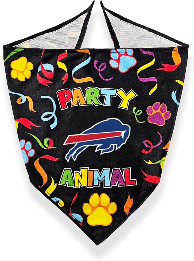 NFL Buffalo Bills Pet Birthday Bandana, NFL Dog Birthday Party Set and Costume, Licensed Dog & Cat Birthday Party Scarf, Football Team Pet Outfit, Puppy Bday Accessory, Size Large/X-Large