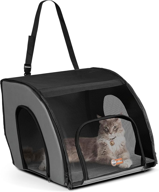 K&H Dog Car Seat, Travel Safety Carrier, Small, Gray/Black, 17x16x15in