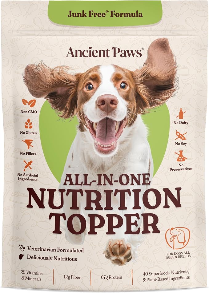 All-in-One Multivitamin Dog Food Topper, Longevity & Probiotics for Dogs | Supports Digestion, Skin & Coat, Joints, Immunity & Calm Behavior, Non-GMO, No Fillers, USA Made, For Dogs All Ages & Breeds