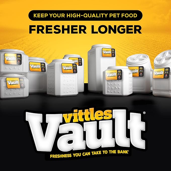 Vittles Vault Traditional Dog and Cat Food Container + Scoop, Gray, 80lbs