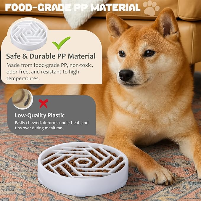 WHIPPY Slow Feeder Dog Bowl, Puzzle Maze Design to Slow Down Eating, 3-Cup Capacity, Anti-Gulping Food Bowl for Medium & Large Dogs,Blue