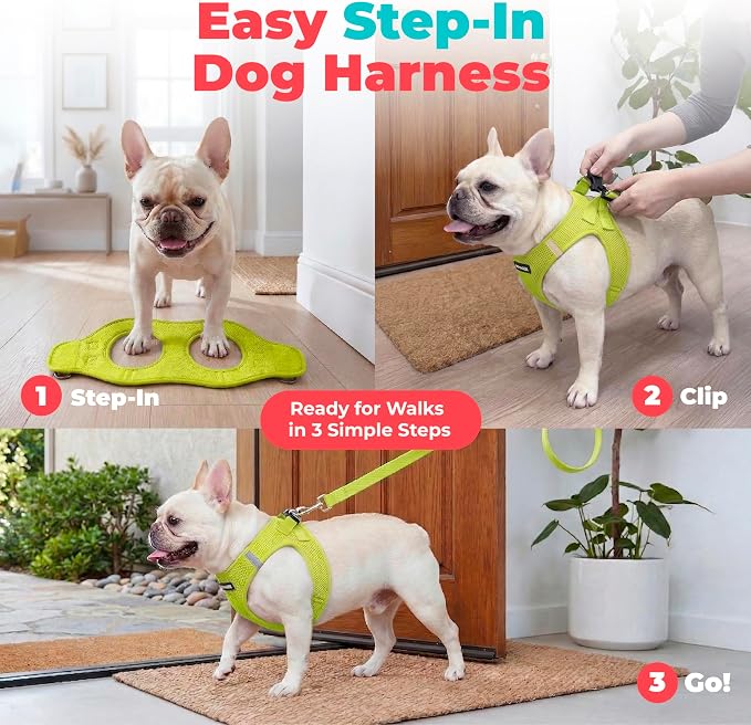 Voyager Step-in Air Dog Vest Harness - Lime Green, XX-Small | 12 - 13.5" in Chest, Reflective Bands, All Weather Breathable Air Mesh, Cats Compatible, Lightweight, Fast Drying