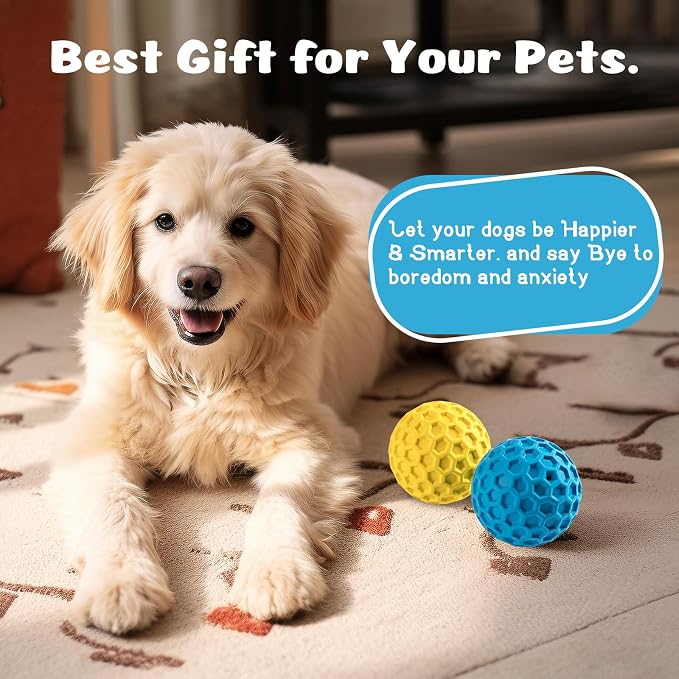 HIPPIH Indestructible Squeaky Dog Toys, Interactive Dog Balls 2 Pack | Chew Toys for Aggressive Chewers, Natural Rubber, Large/Medium Dogs, Tough Puppy Teething Toy, Relieve Anxiety
