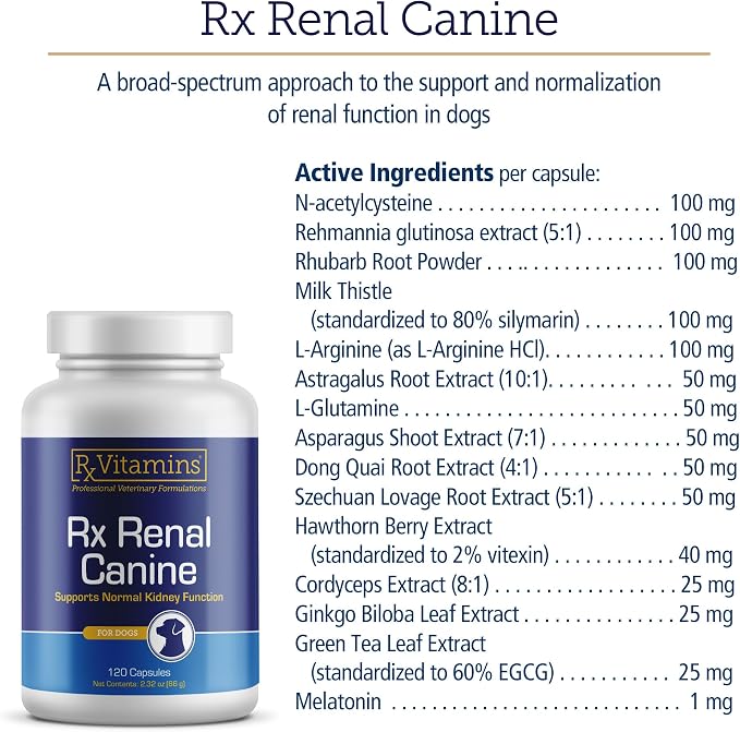 Rx Vitamins Rx Renal Canine Kidney Support for Dogs - 120ct