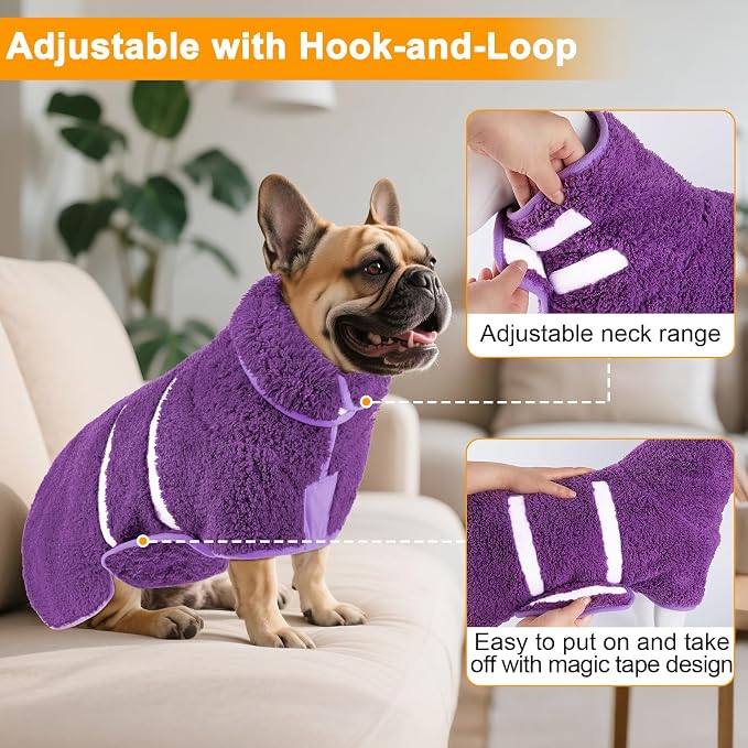 Dog Bathrobe Super Absorbent Dog Towels Large Quick Drying Robes for After Bath Soft Adjustable Warm Keeping Dogs Towel(S-XXL)