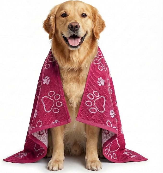 Delilah Home Drytek Dog Towel - Quick-Dry Pet Towel for Large Dogs, Ultra Absorbent & Odor-Resistant - Lightweight Sand-Resistant for Outdoor Bath, Grooming Supplies, Beach & Travel - 30x54 in - Pink