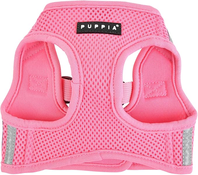 Puppia Soft Vest Dog Harness No Choke Step-in Reflective Triple Layered Breathable Mesh for Small and Medium Dog, Pink, Large
