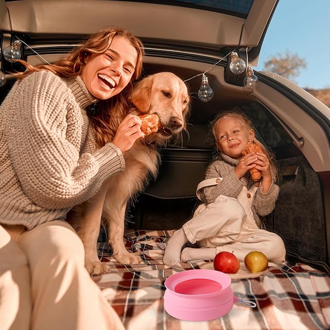 SLSON Spill Proof Dog Water Bowl for Cars, Pink