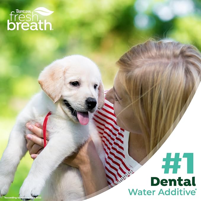 TropiClean Fresh Breath Dental Water Additive, Puppy Breath Freshener, 16oz