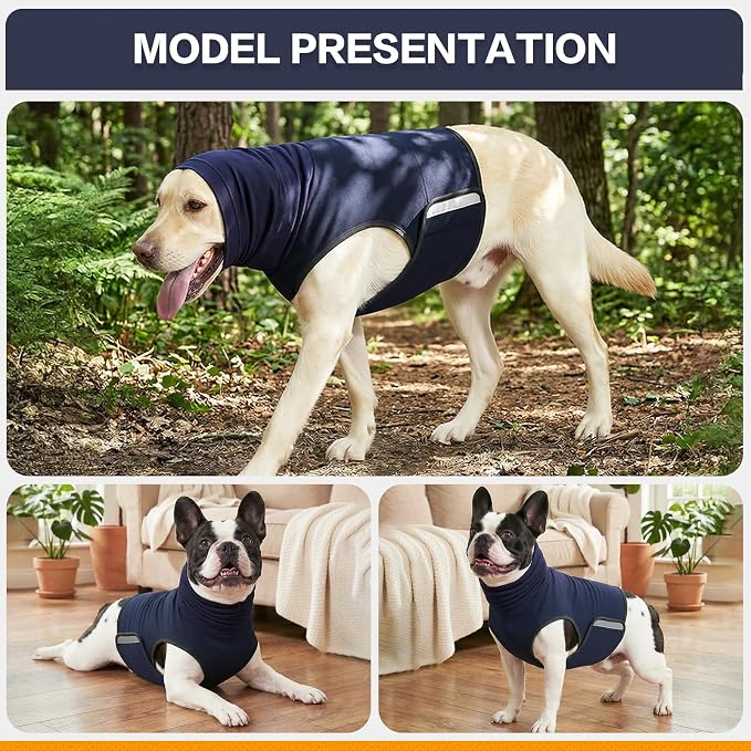 Dog Anxiety Vest,Pet Calming Hoodie Breathable Dog Anti-Anxiety Jacket for Thunder Fireworks and Separation,Blue M