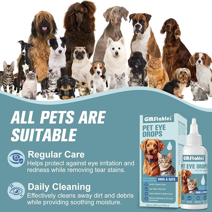 Pet Eye Drops for Dogs & Cats, 100ml