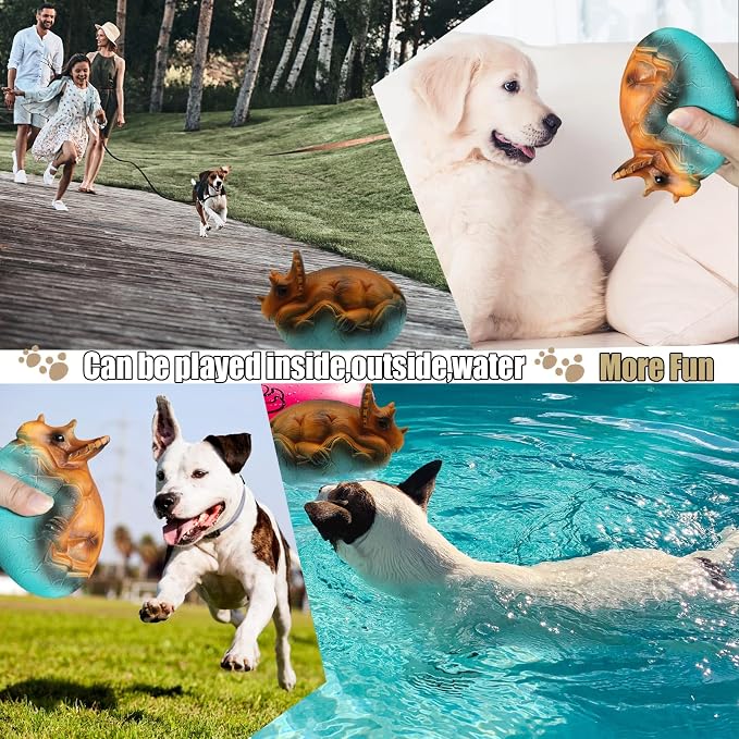 Squeaky Latex Dog Toys,Cute Dinosaur Egg Dog Squeaky Chew Toys for Training,Fetch Interactive Play for Small Medium Large Dogs,5.5inch