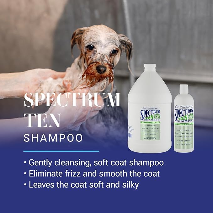 Chris Christensen Spectrum Ten Dog Shampoo, Groom Like a Professional, Gentle Cleansing, Gorgeous Shine, Made in USA, 3.8L