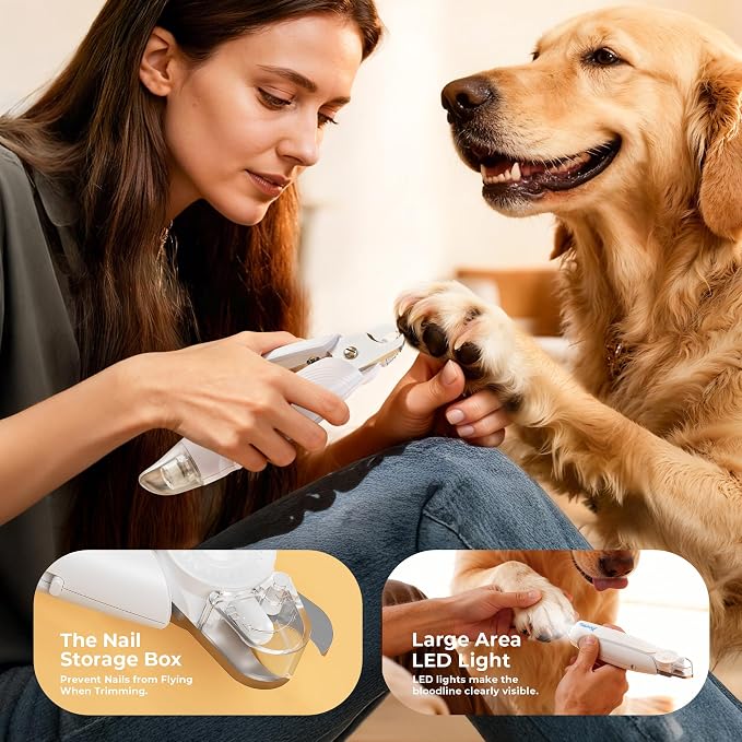 2-in-1 Dog Nail Clippers & Trimmers with 2 LED Large Light