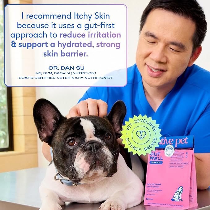 Native Pet Itchy Skin - Dog Itching Skin Relief - Vet-Formulated Gut-Skin Support, Seasonal Allergies, Healthy Skin Barrier - 120 Scoops