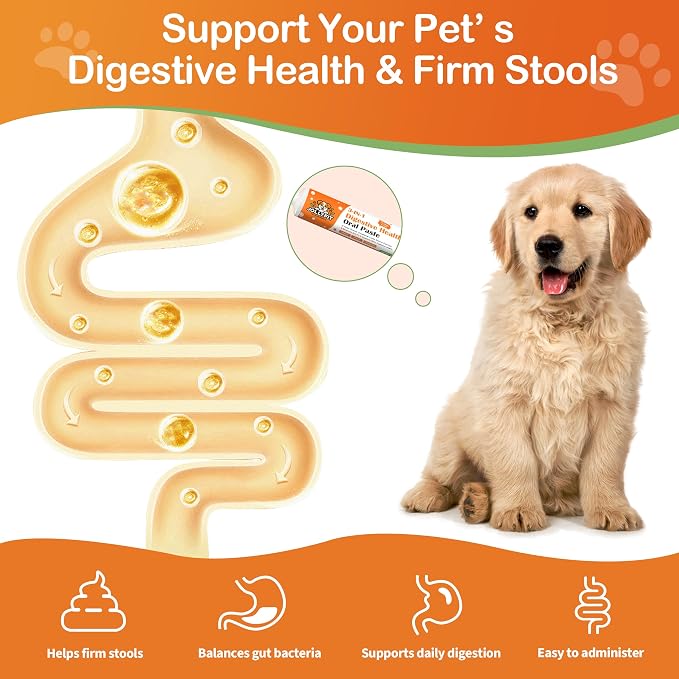 Antidiarrheal for Dogs - Kaolin Pectin Probiotic Paste for Dog, Anti-diarrheal for Cats - Puppy Probiotic Supports Firm Stool, Balances Gut pH, and Promotes Daily Digestive Health - 1 oz