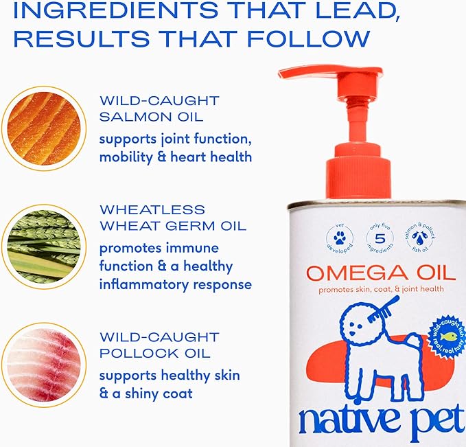 Native Pet Omega Oil for Dogs (8 oz.) & Probiotic for Dogs (4.1 oz.)