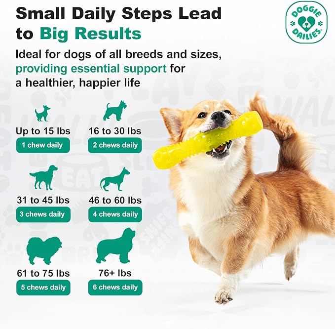 Doggie Dailies Hip & Joint Chews for Dogs, Chicken, All Breeds, 225 Count