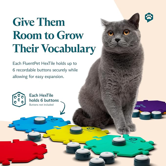 HexTile Dog & Cat Button Learning Kit, Blue