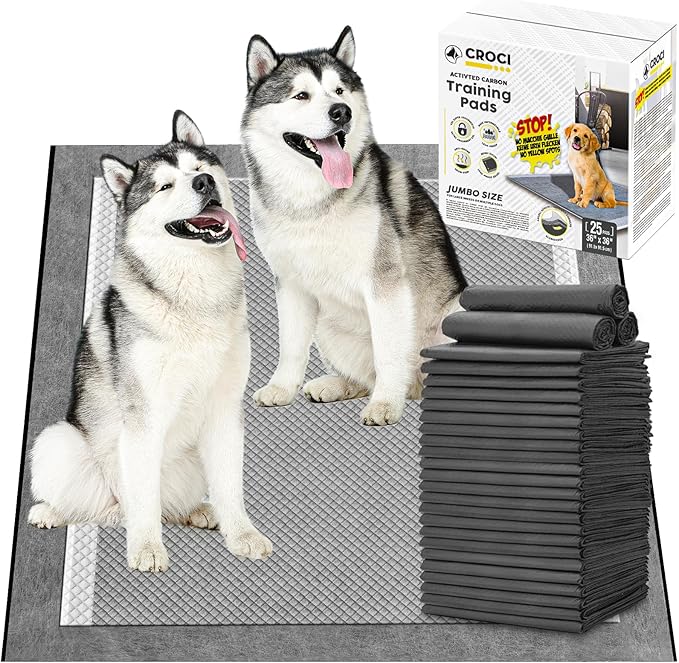 CROCI Puppy Pee Pads 22x22 50 Counts, Charcoal Pee Pads 36x36 25 Counts