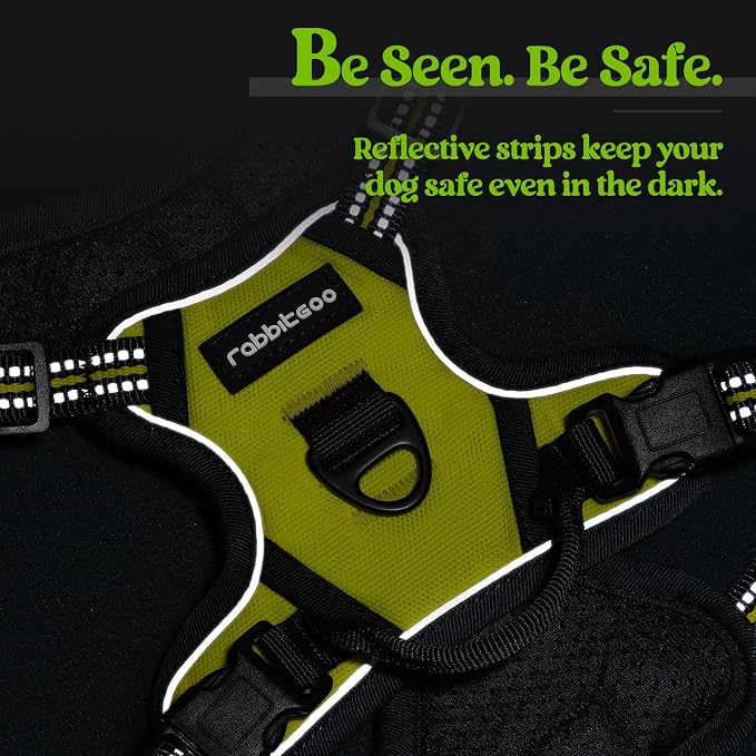 rabbitgoo Dog Harness No Pull with 2 Leash Clips, Adjustable Soft Padded, Reflective Oxford No Choke Pet Vest with Easy Control Handle for Puppy, Green, XS | No Choke with Handle, Adjustable Soft Padded, Reflective, Easy Control for Walking, Wild Lime,...