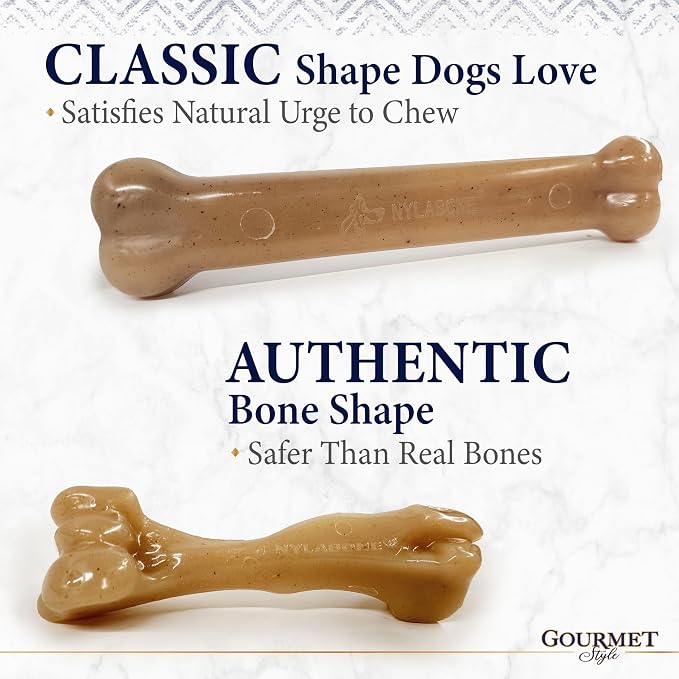Nylabone Strong Chew Gourmet Style Dog Chew Toy Bundle, Large, 3 Count | Baby back ribs, aged cheddar, and filet mignon flavor, durable dog toys, variety of shapes, long lasting, dogs up to 50 lbs