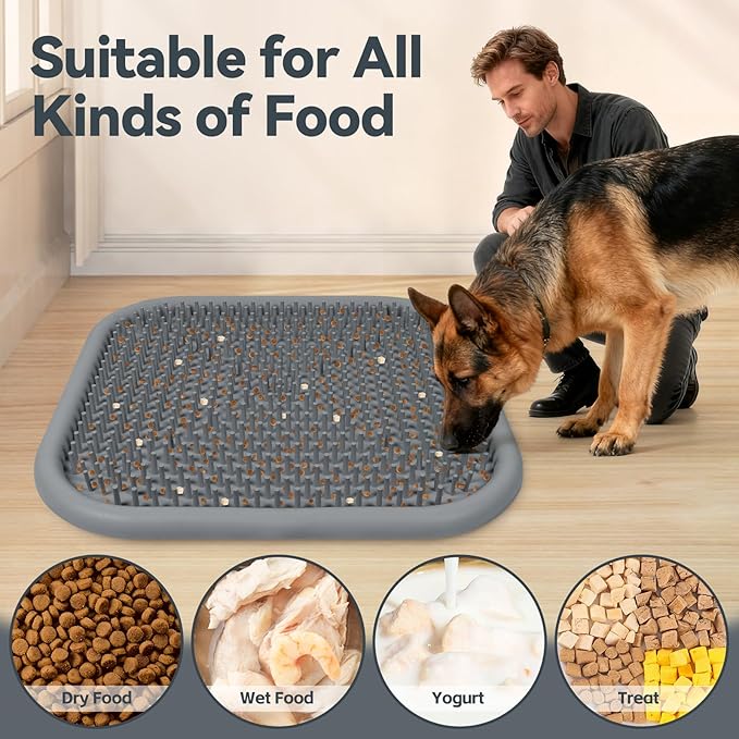 Snuffle Mat for Dogs, 23.6" x 23.6" Silicone Dog Feeding Mat Sniffing Interactive Feeding Game Encourages Natural Foraging Slow Feeder for Small/Medium/Large Dogs, Indoor & Outdoor