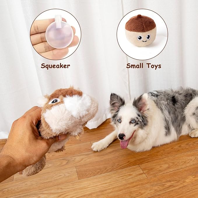 Hollypet Squeaky Hide and Seek Dog Toys for Small and Medium, Pine Cone | Interactive Plush Stuffed Dog Squeak Toys for Small Medium Sized Dogs and Non-Aggressive Chewers, Puppy Teeth Clean Chew Toys