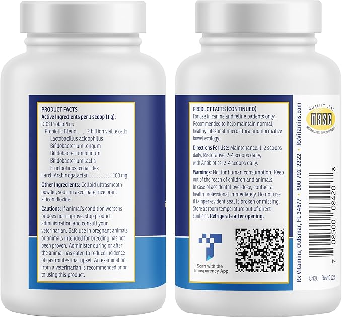 Rx Vitamins Rx Biotic - Probiotic Powder for Dogs and Cats - 1.25oz