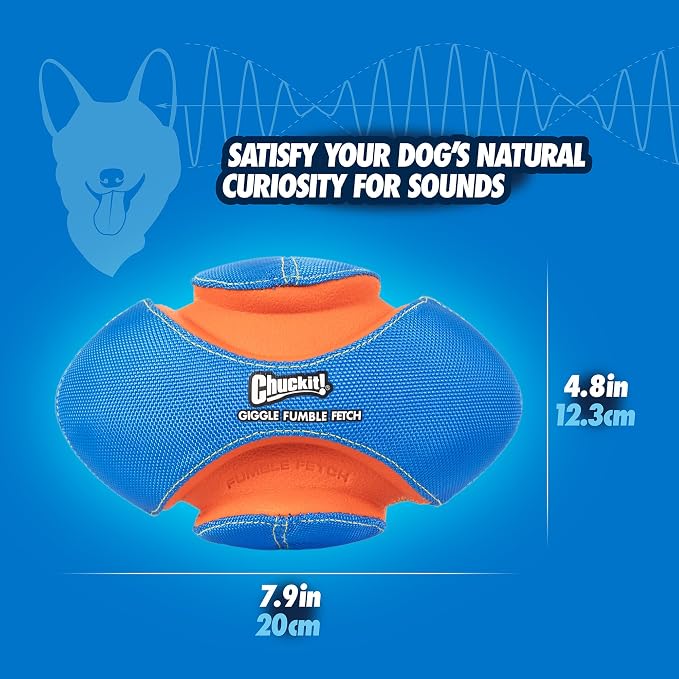 Chuckit! Giggle Fumble Fetch Ball Dog Toy 7.9", Makes Funny Giggle Sounds | Interactive, no batteries required, encourages active play for all breeds and sizes, keeps curious pups engaged every day