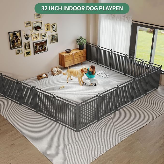 Dog Playpen Outdoor, 32in, 40 Panels, Heavy Duty, Rust Resistant