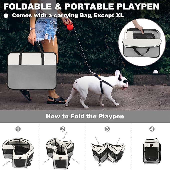 Aivituvin Dog Playpen, Foldable, Grey, S