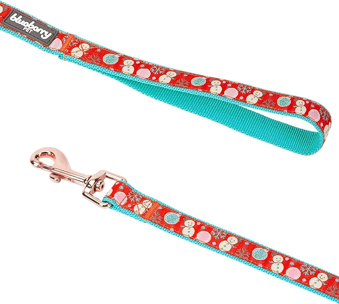 Blueberry Pet Snowman Making Christmas Designer Dog Leash with Bowtie, 5 ft x 3/4", Medium, Leashes for Dogs
