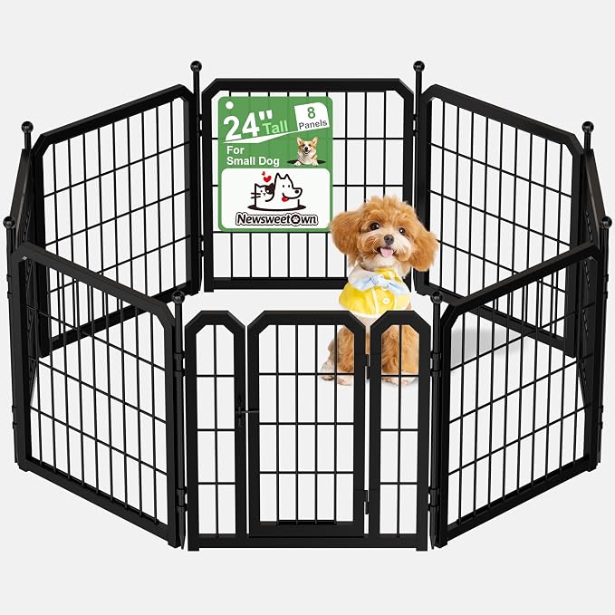 Dog Playpen for Puppies, 24in 8 Panels, Black