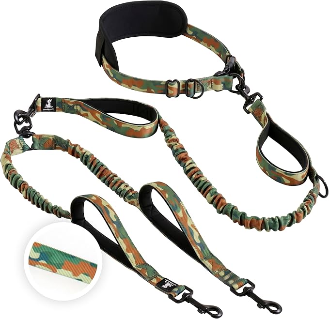 SparklyPets - Hands Free Dog Leash with Reflective Stitches - Waist Leash for Medium & Large Dogs Walking, Hiking, Training, Jogging, Canicross, Running