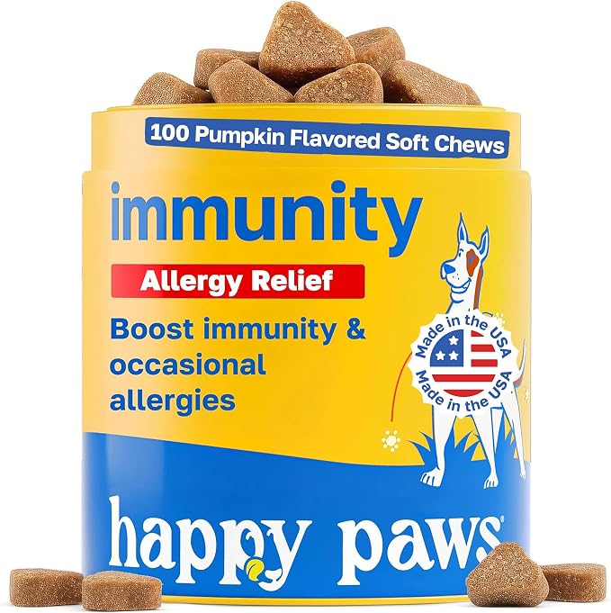 Happy Paws Dog Allergy Chews Supplement 100 Soft Chews Immunity