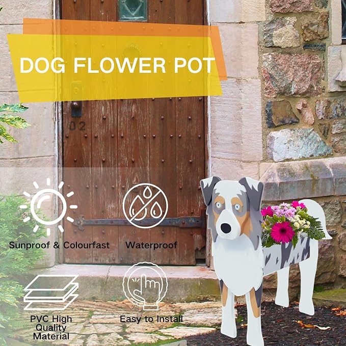 Australian Shepherd Dog Planter Pots, Animal Shaped Flower Pot
