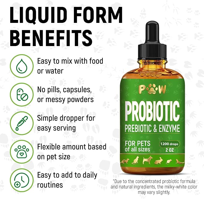 Liquid Probiotics for Dogs & Cats of All Ages | Dog Probiotics to Provide Digestion Balance | Prebiotic Blend for Harmonious Food Absorption | 3 Billion CFU | Herbal Flavor | 2 Oz
