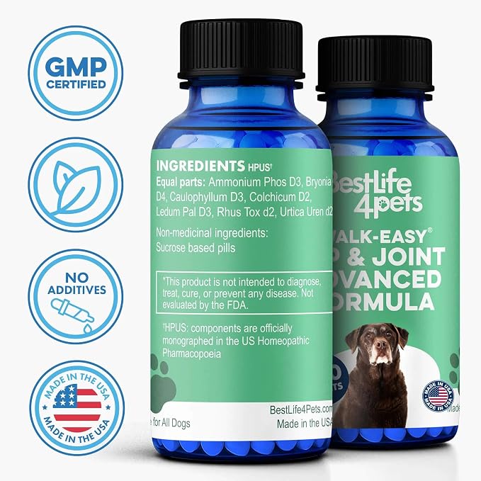 Advanced Hip and Joint Supplement for Dogs, Natural Extra Strength Dog Arthritis Pain Relief & Anti Inflammatory for Dogs Helps Limping, Mobility Issues, Hip Dysplasia, ACL Tears, 180 Tiny Pills