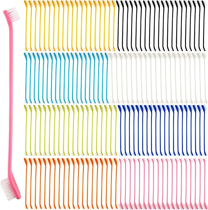 160 Pcs Dog Toothbrush Dual Head Dental Brushes Bulk Pet Tooth Brushing Kit Puppy Long Handle Toothbrush for Large and Small Dogs Cats Most Pets Teeth Cleaning Oral Care Supplies, 8 Colors