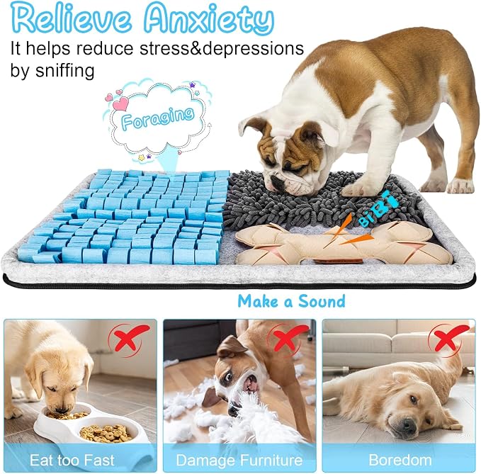 Snuffle Mat for Dogs Washable Foraging Toy,23.6"x17.3" | Slow Feeder,Mental Stimulation,Stress Relief,Foldable Design,for Small Medium Large Dogs,Interactive Nose Work Puzzle Mat