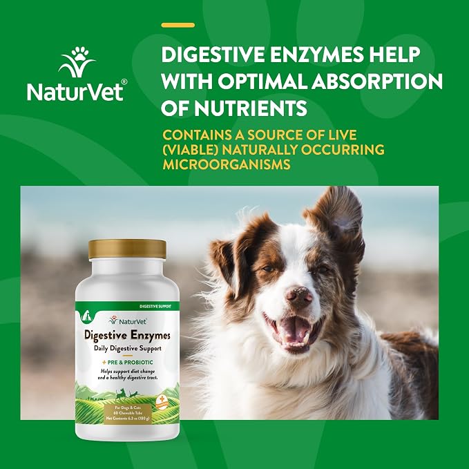 NaturVet Digestive Enzymes & Probiotic for Dogs & Cats - 60ct