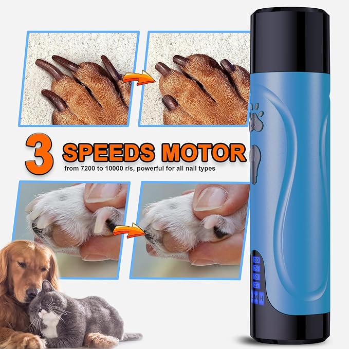 YABIFE Dog Nail Grinder, Dog Nail Trimmers and Clippers Kit, 3 Speeds