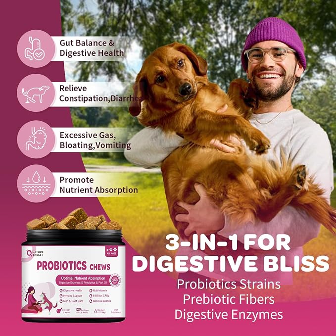 NATURE TARGET Glucosamine Joint Supplement Bundle with Probiotics for Dogs